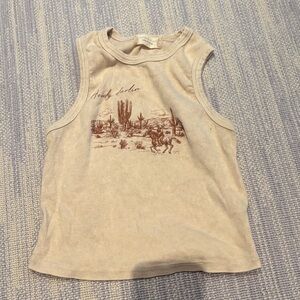 Women’s Beige Sleeveless Top with Desert Print